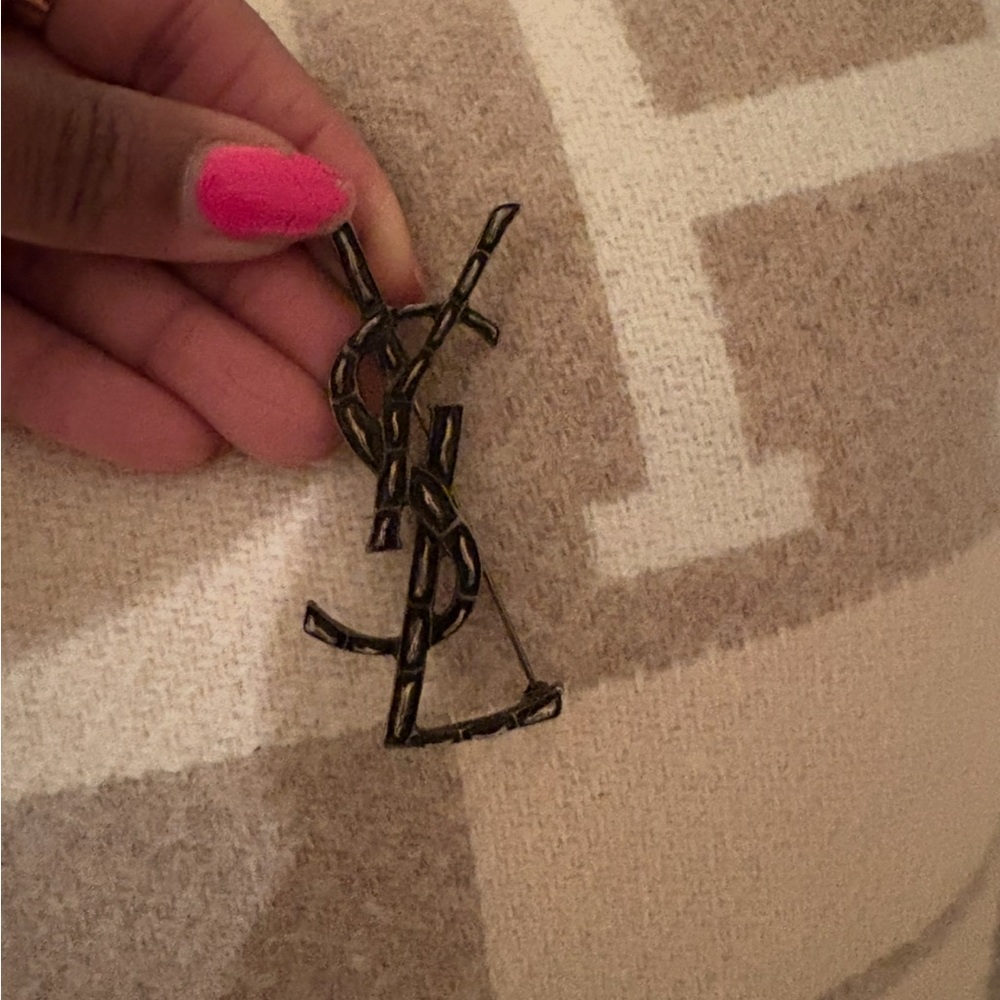 Yves Saint Laurent Black Logo Pin